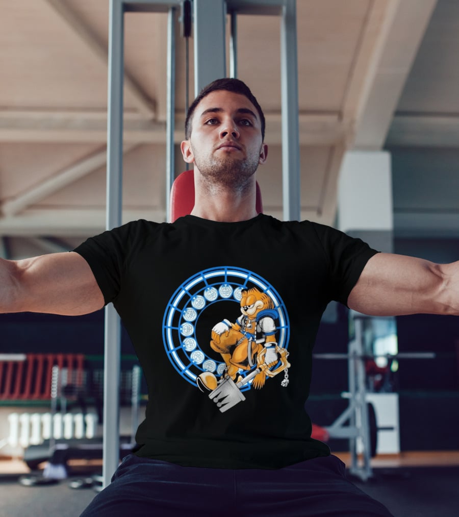 Just Another Heartless Monday Yetee Crossover With Keyblade Wielding Garfiend And Cool Blue Circles T-Shirt