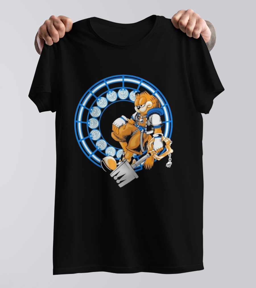 Just Another Heartless Monday Yetee Crossover With Keyblade Wielding Garfiend And Cool Blue Circles T-Shirt