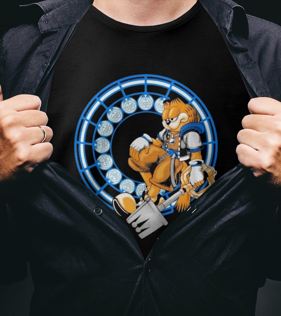 Just Another Heartless Monday Yetee Crossover With Keyblade Wielding Garfiend And Cool Blue Circles T-Shirt