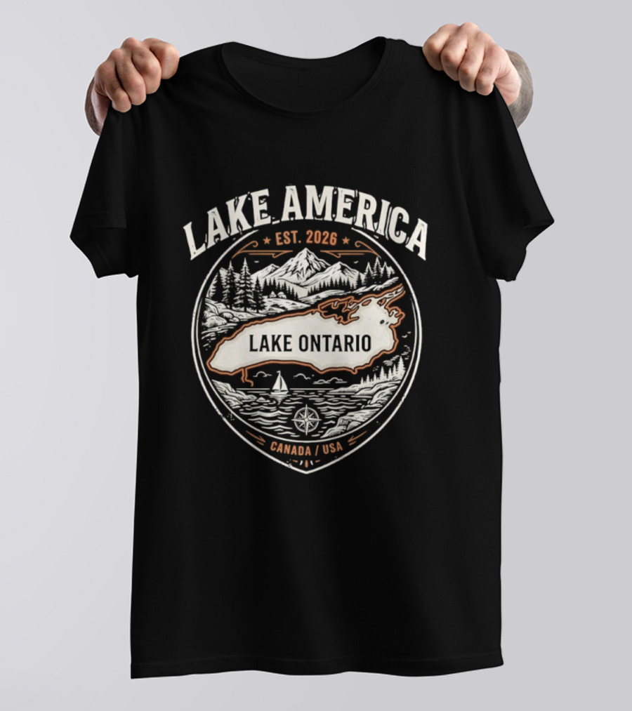 Lake America Est 2026 Lake Ontario Canada USA Scenic T-Shirt