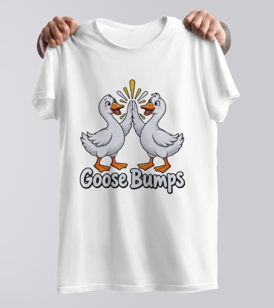 Goose Bumps High Five Ducks Cartoon Humor T-Shirt