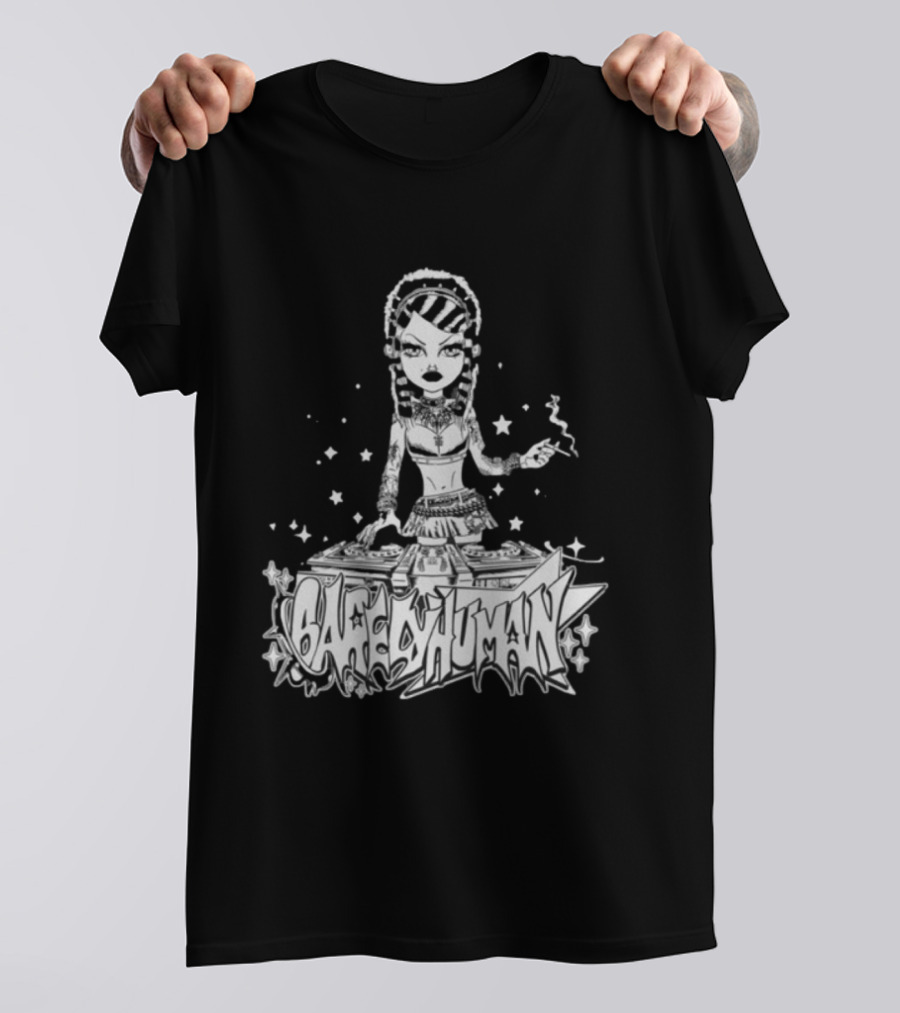 6Arelyhuman Digital Dancer Doll Tattoo Style DJ Aesthetic T-Shirt