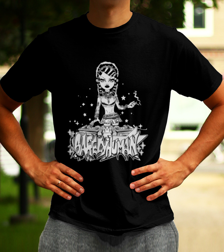 6Arelyhuman Digital Dancer Doll Tattoo Style DJ Aesthetic T-Shirt