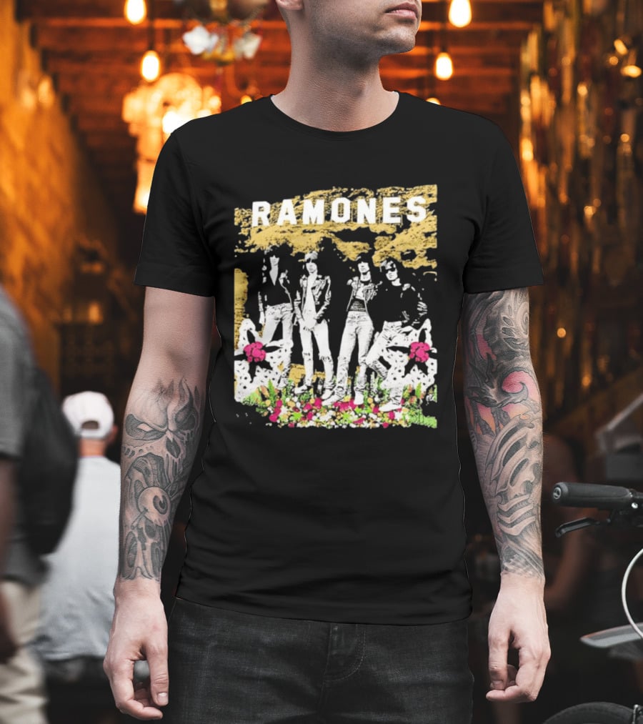 Ramones Floral Punk Rock Music Band T-Shirt