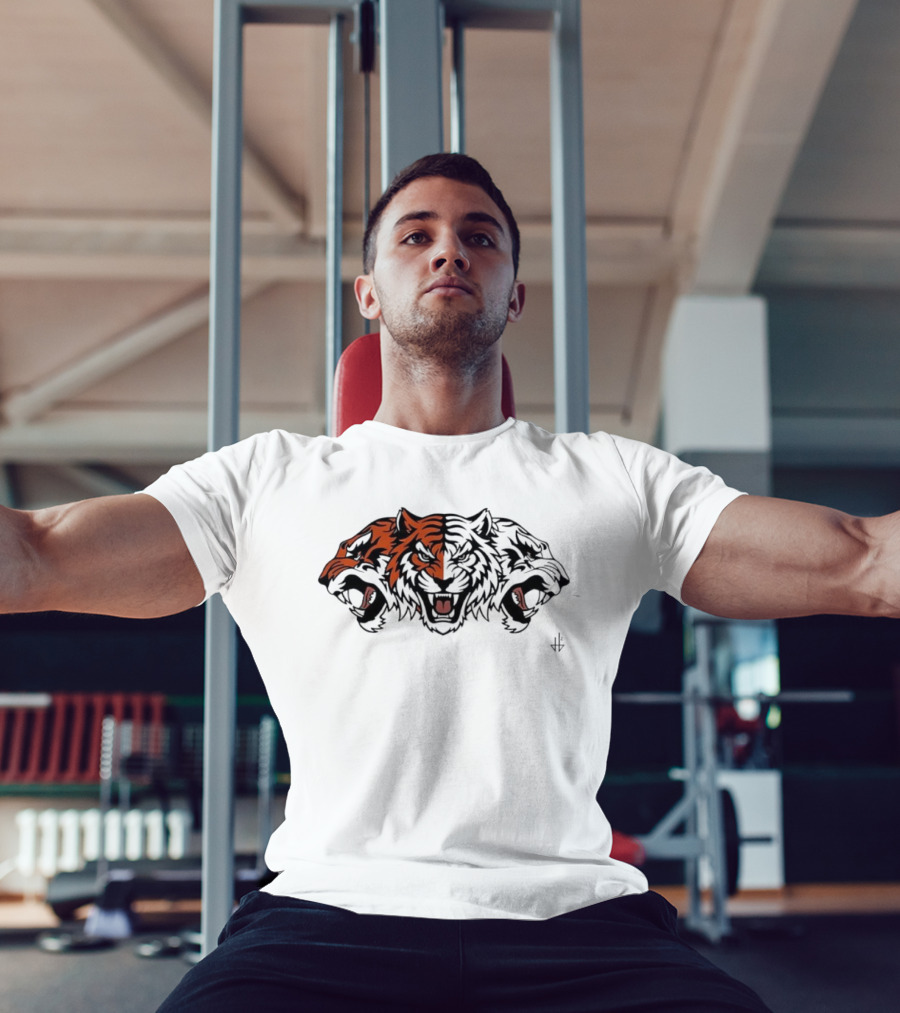 Three Headed Tiger Big Cat Fierce Roaring Trio T-Shirt