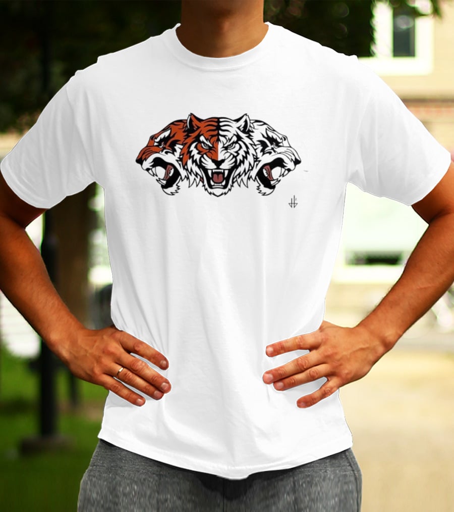 Three Headed Tiger Big Cat Fierce Roaring Trio T-Shirt