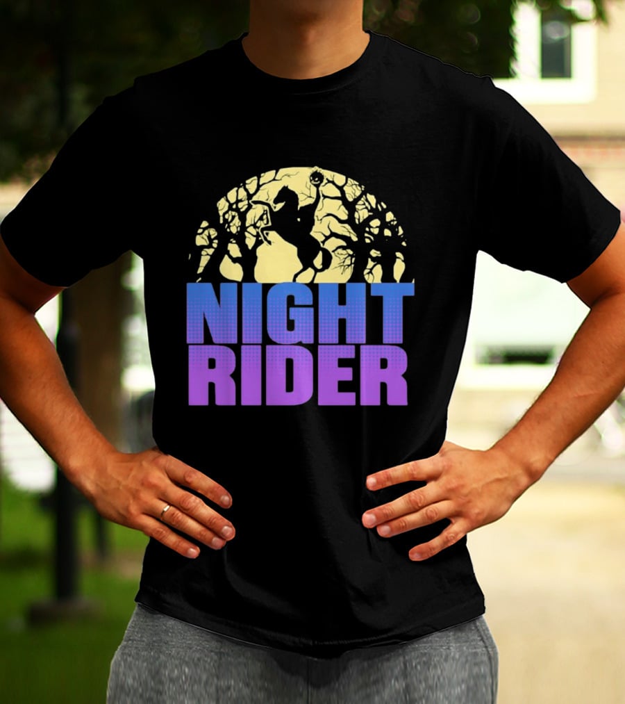 Night Rider Headless Horseman Halloween Moon T-Shirt