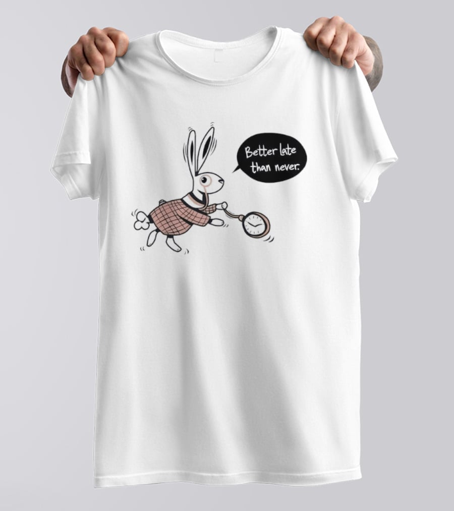 Better Late Than Never Rabbit Pocket T-Shirt