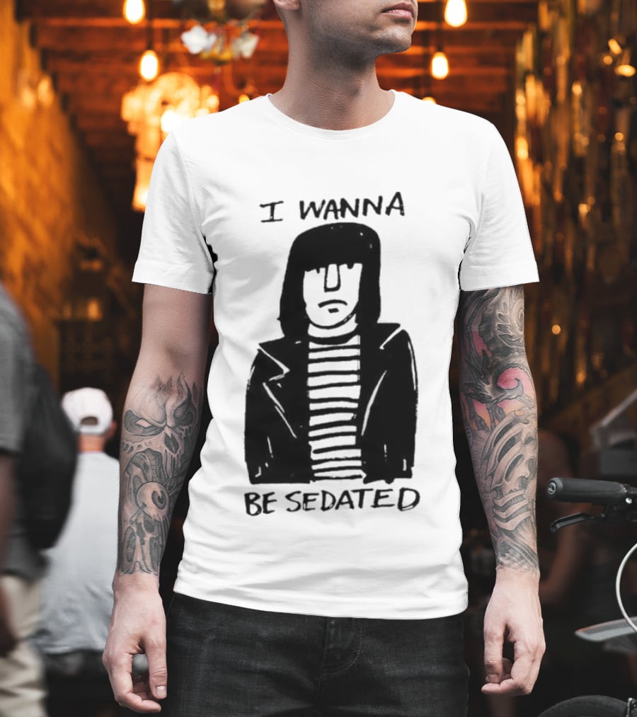 I Wanna Be Sedated Striped Jacket Character Sketch T-Shirt