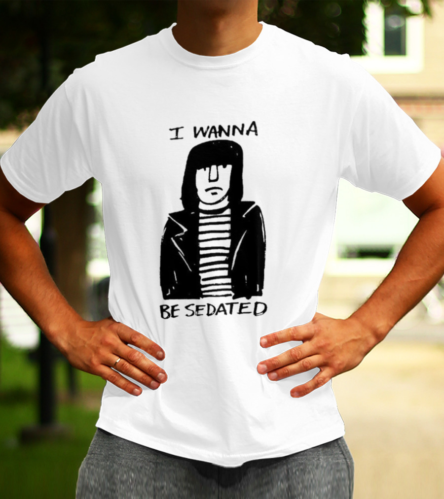 I Wanna Be Sedated Striped Jacket Character Sketch T-Shirt