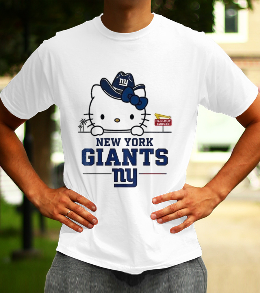 New York Giants Hello Kitty In N Out Burger Collaboration T-Shirt
