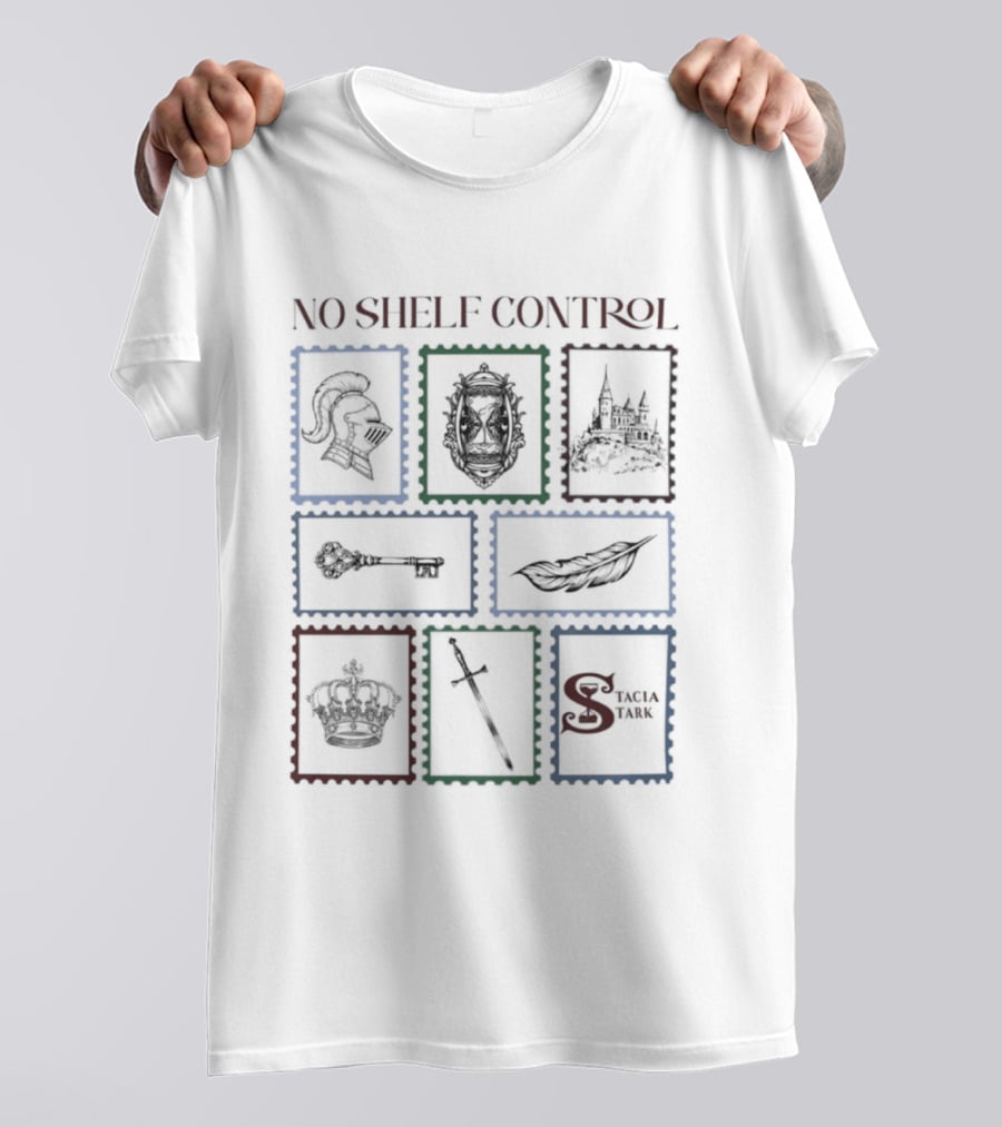 No Shelf Control Stacia Stark Crest Sword Key Crown T-Shirt