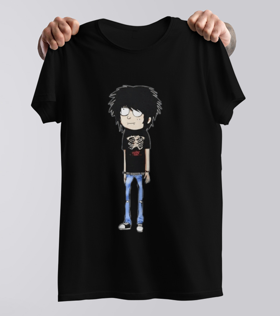 Aheartwellending Emo Scene Cartoon Character With Skeleton T-Shirt