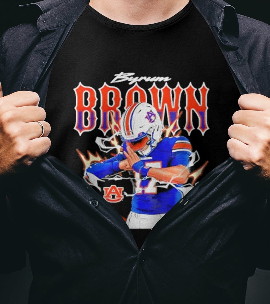 Auburn Tigers Byrum Brown Football Player Comic T-Shirt