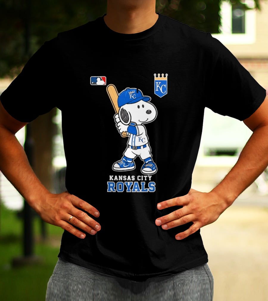 Snoopy Wearing Kansas City Royals Baseball Jersey Player MLB T-Shirt
