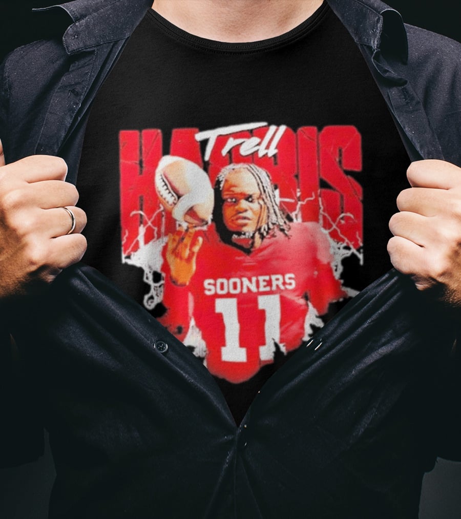Trell Harris Oklahoma Sooners NCAA Football Player 11 Lightning T-Shirt
