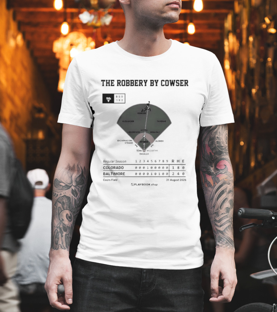 Colton Cowser The Robbery By Cowser Baltimore Baseball Stadium Layout T-Shirt