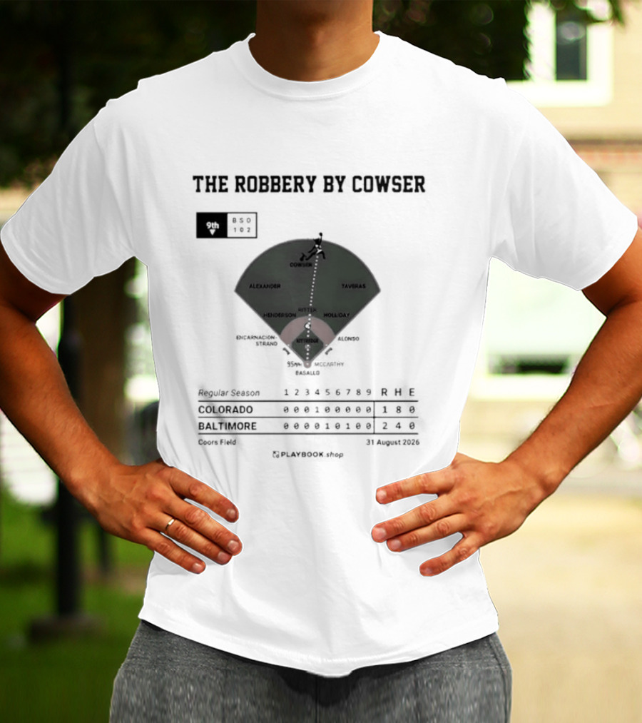 Colton Cowser The Robbery By Cowser Baltimore Baseball Stadium Layout T-Shirt