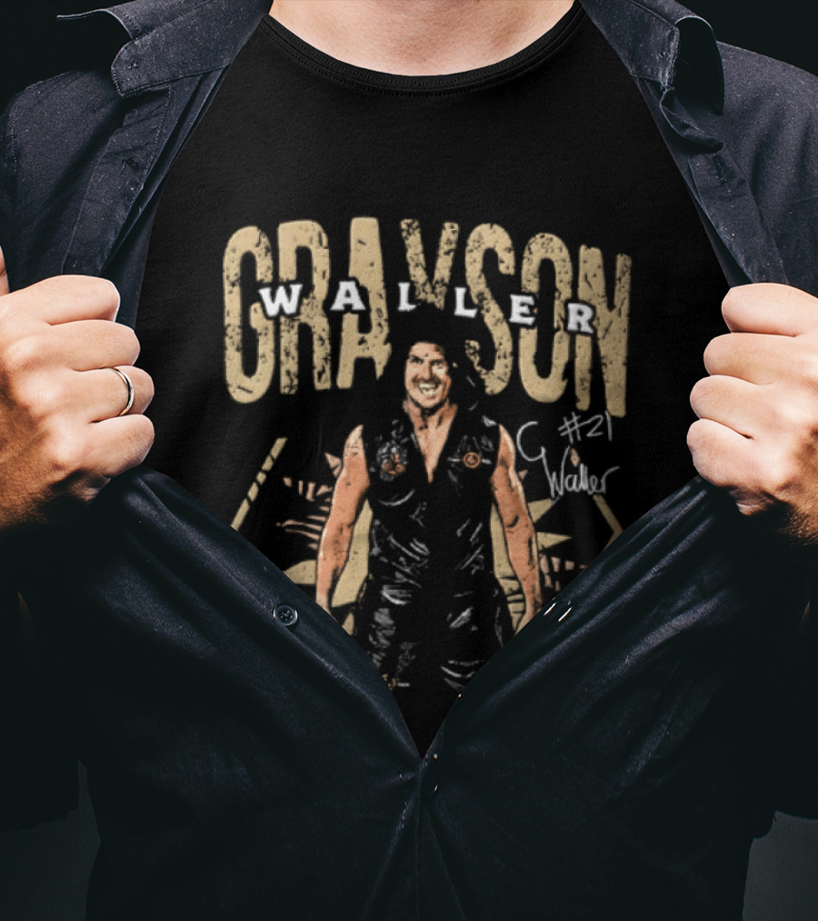 Grayson Waller WWE NXT #21 Wrestler In Black Hooded Vest With Signature Pose T-Shirt