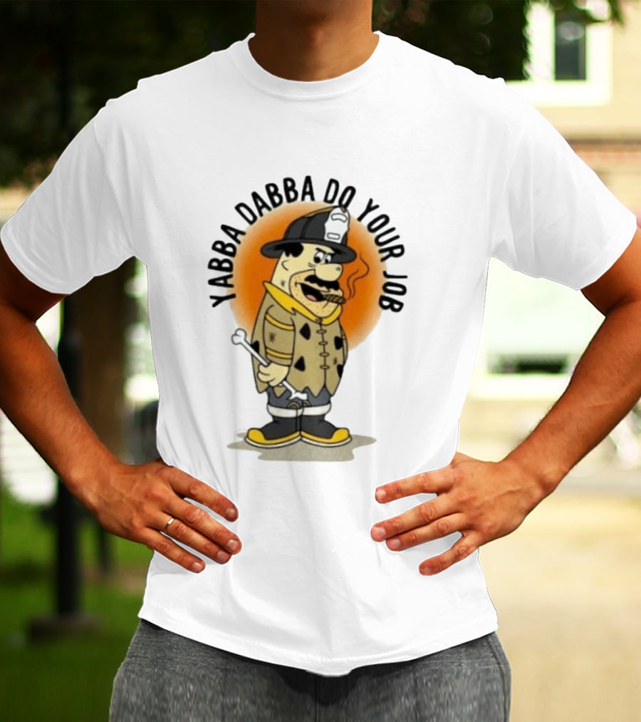 Flintstones Firefighter Yabba Dabba Do Your Job Smoking Cartoon T-Shirt