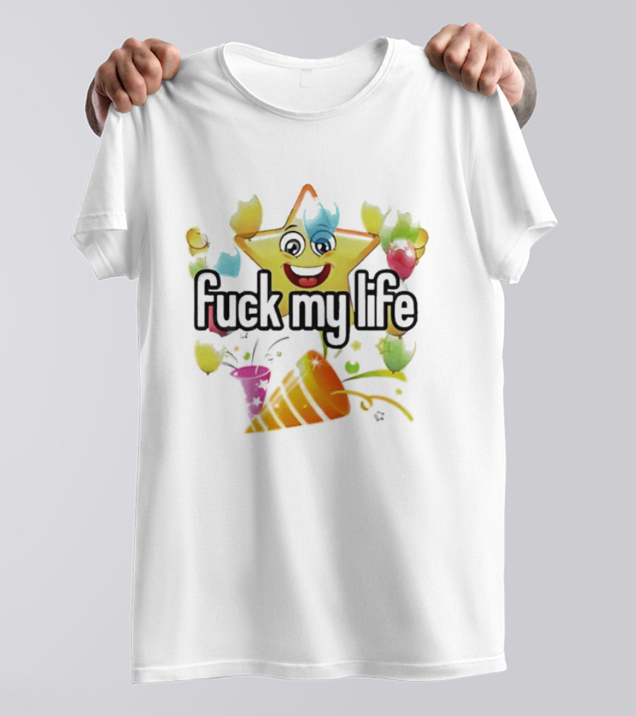 Fuck My Life Star Happy Face Color Splash T-Shirt