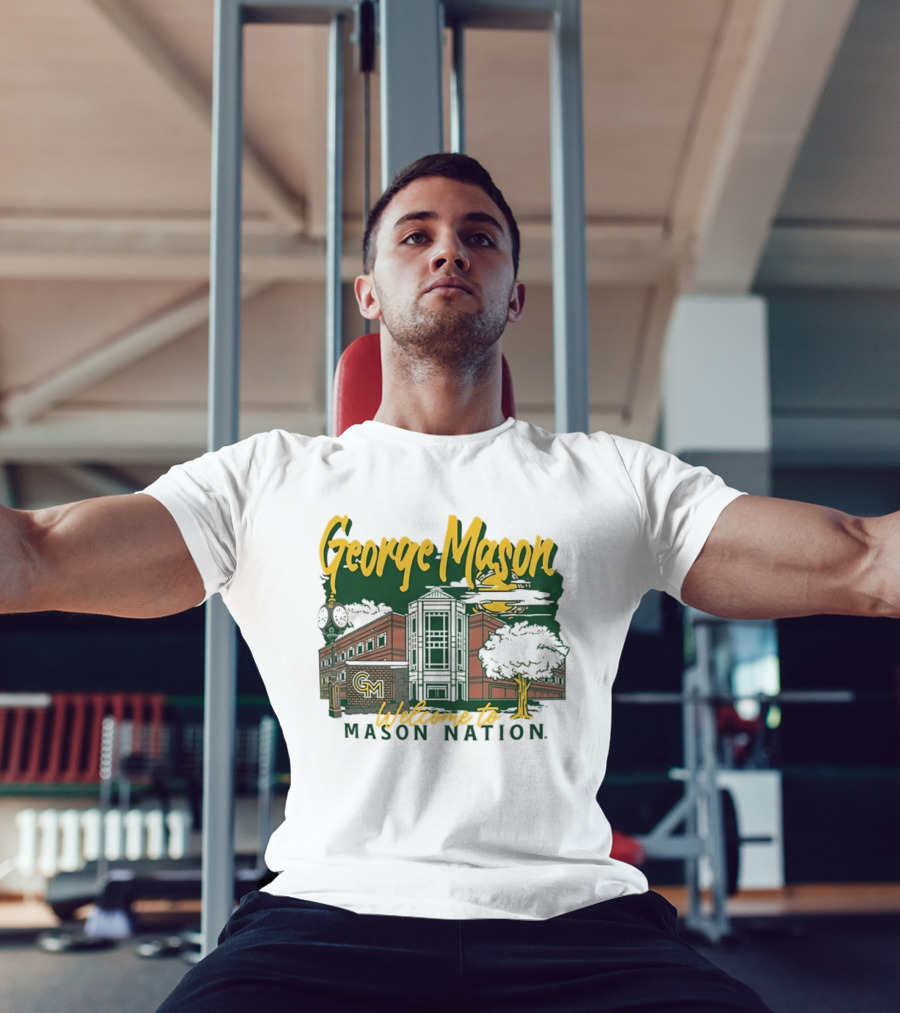 George Mason University Welcome To Mason Nation Iconic Campus Building And Tower T-Shirt