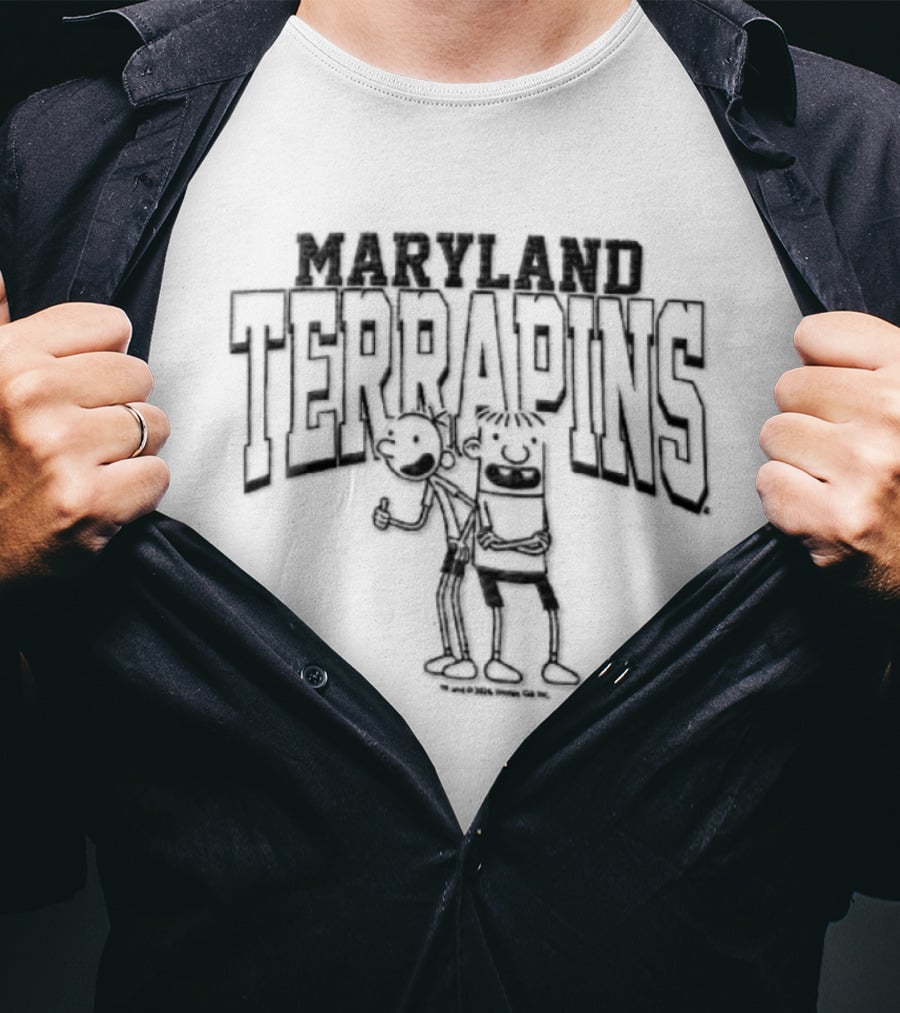 Maryland Terrapins Greg Heffley Rowley Jefferson NCAA Cartoon T-Shirt