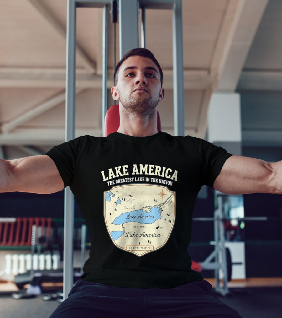 Lake America The Greatest Lake In The Nation Map Compass Cream T-Shirt