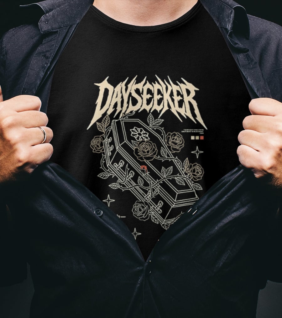 Dayseeker Coffin And Roses Metalcore Japanese Text Moon Star T-Shirt