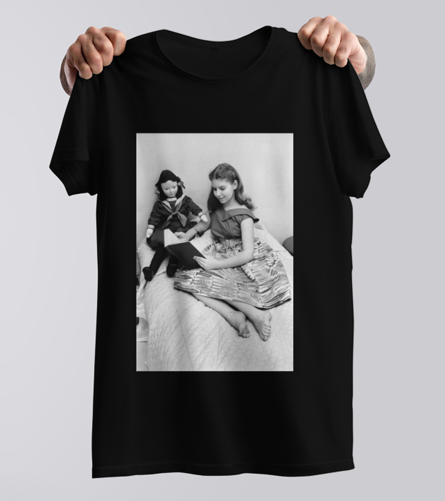 Robin Morgan Young Girl Reading With Doll Vintage Photograph T-Shirt