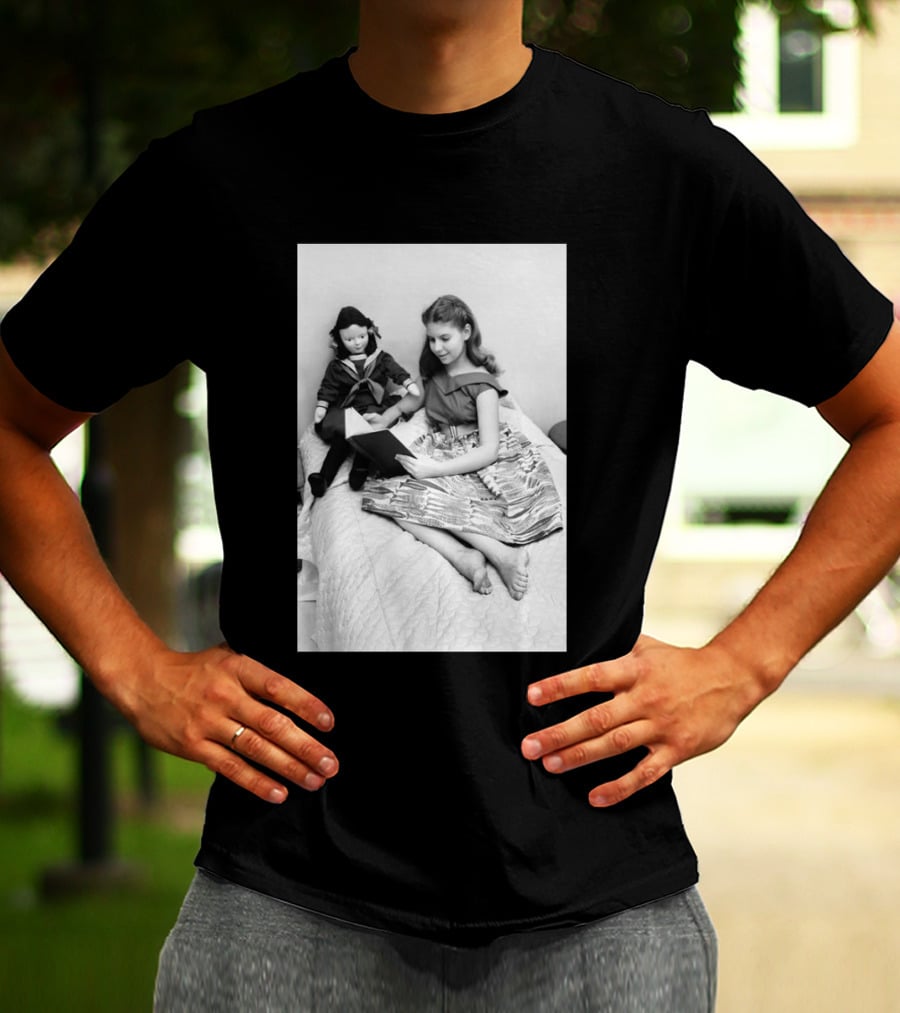 Robin Morgan Young Girl Reading With Doll Vintage Photograph T-Shirt