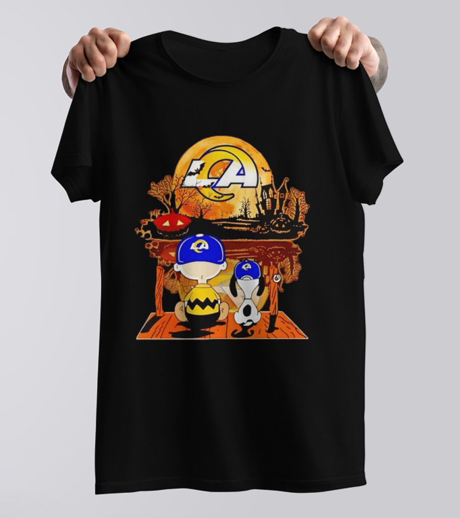 Los Angeles Rams Halloween With Charlie Brown And Snoopy T-Shirt
