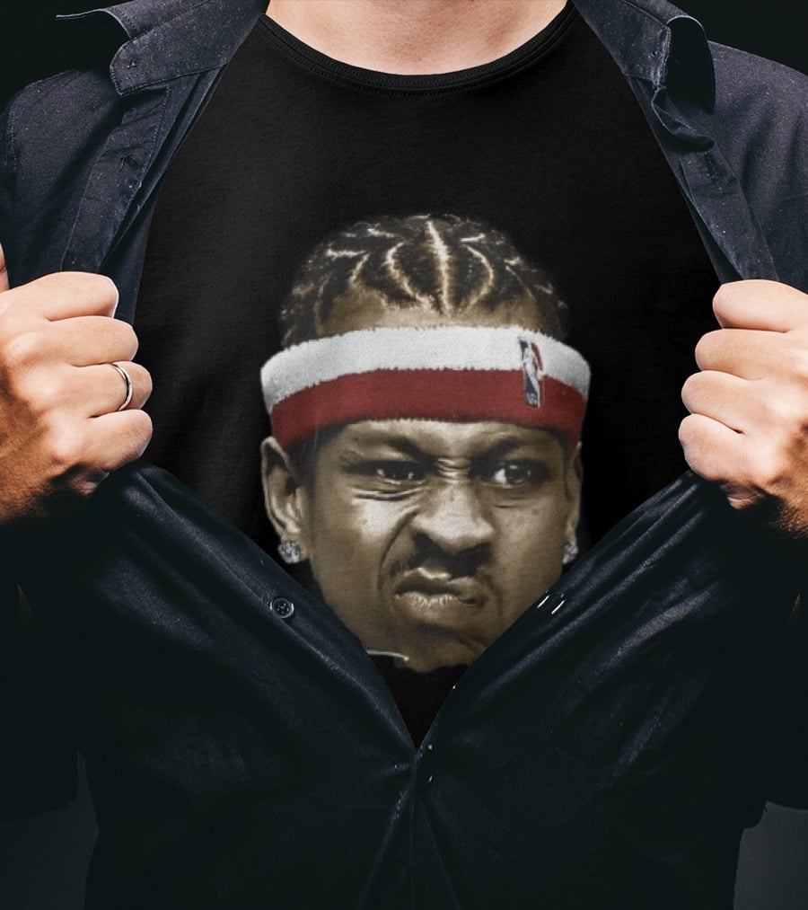 Allen Iverson Grimacing Face NBA Headband Earrings The Answer Signature T-Shirt