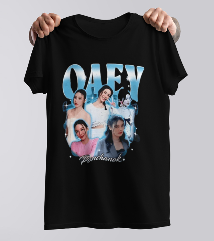 Oaey Ponchanok Woman Collage Blue Aura Sparkles Bootleg T-Shirt