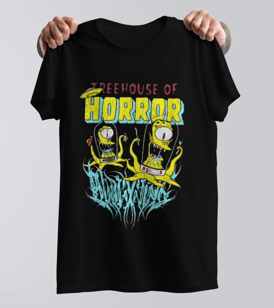 Treehouse Of Horror Kang Kodos Aliens Tentacles Distressed Cartoon T-Shirt