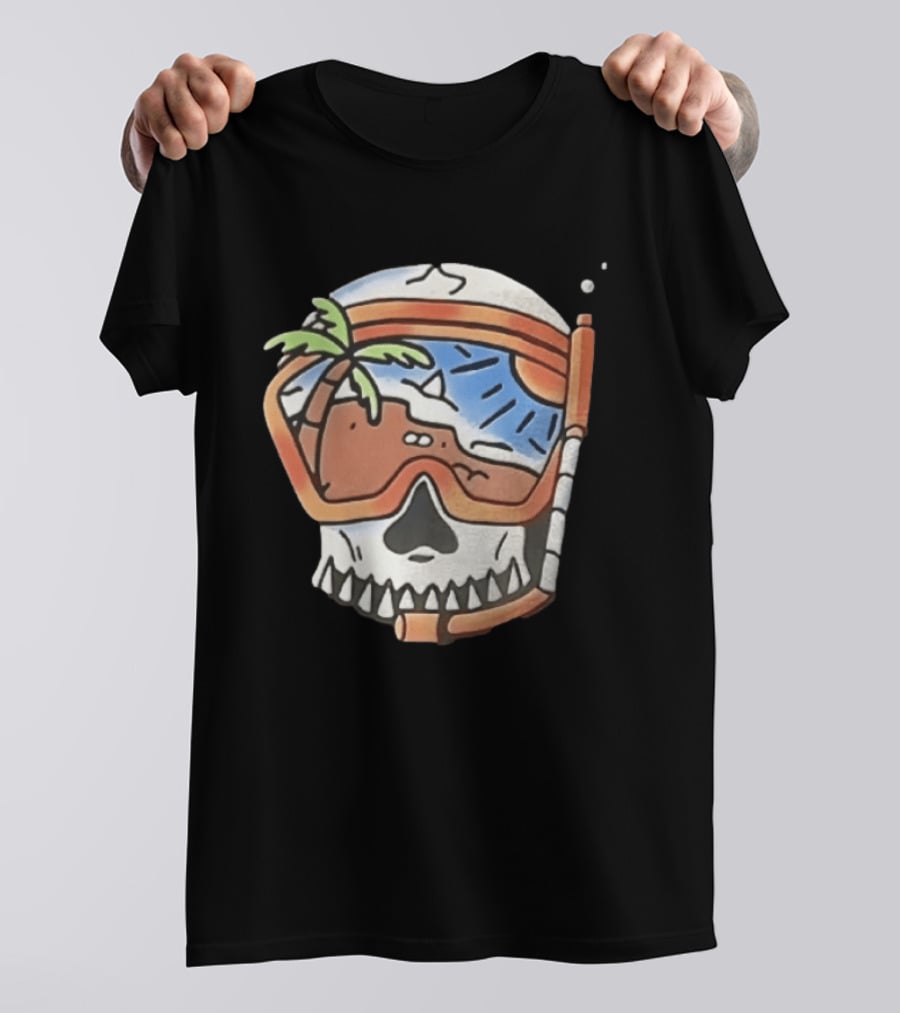 Tropical Island Snorkel Skull Beach Ocean Vacation Summer Fun T-Shirt