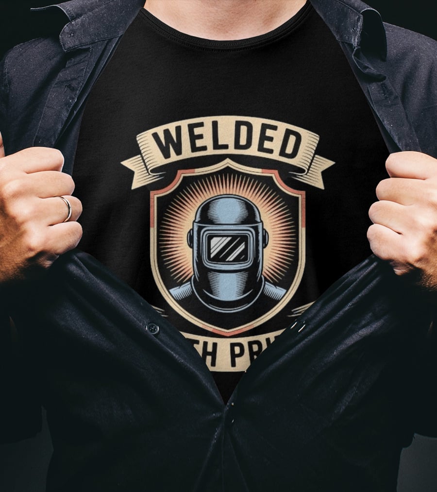 Welded With Pride Welding Shield Helmet T-Shirt