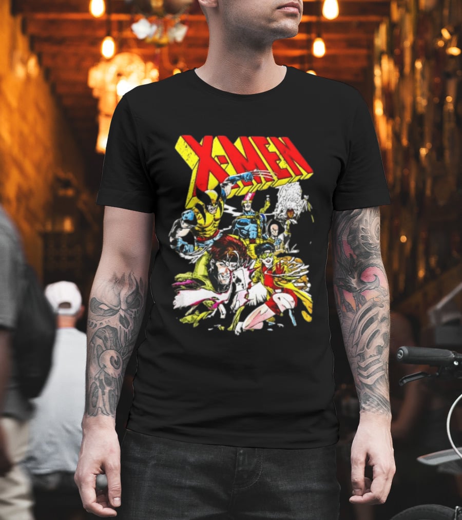 X Men Wolverine Gambit Jubilee Cyclops Storm Classic Comic Characters Distressed T-Shirt