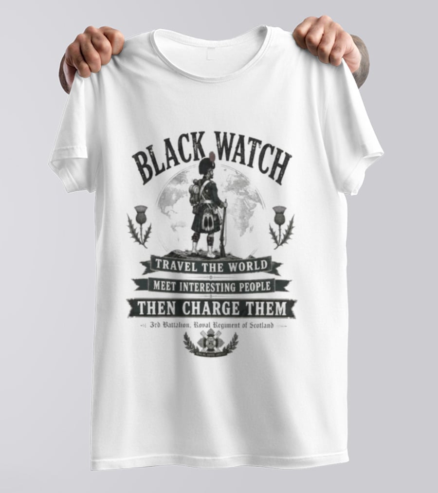 Black Travel The World Meet Interesting People Then Charge Them Vintage Military Humor T-Shirt