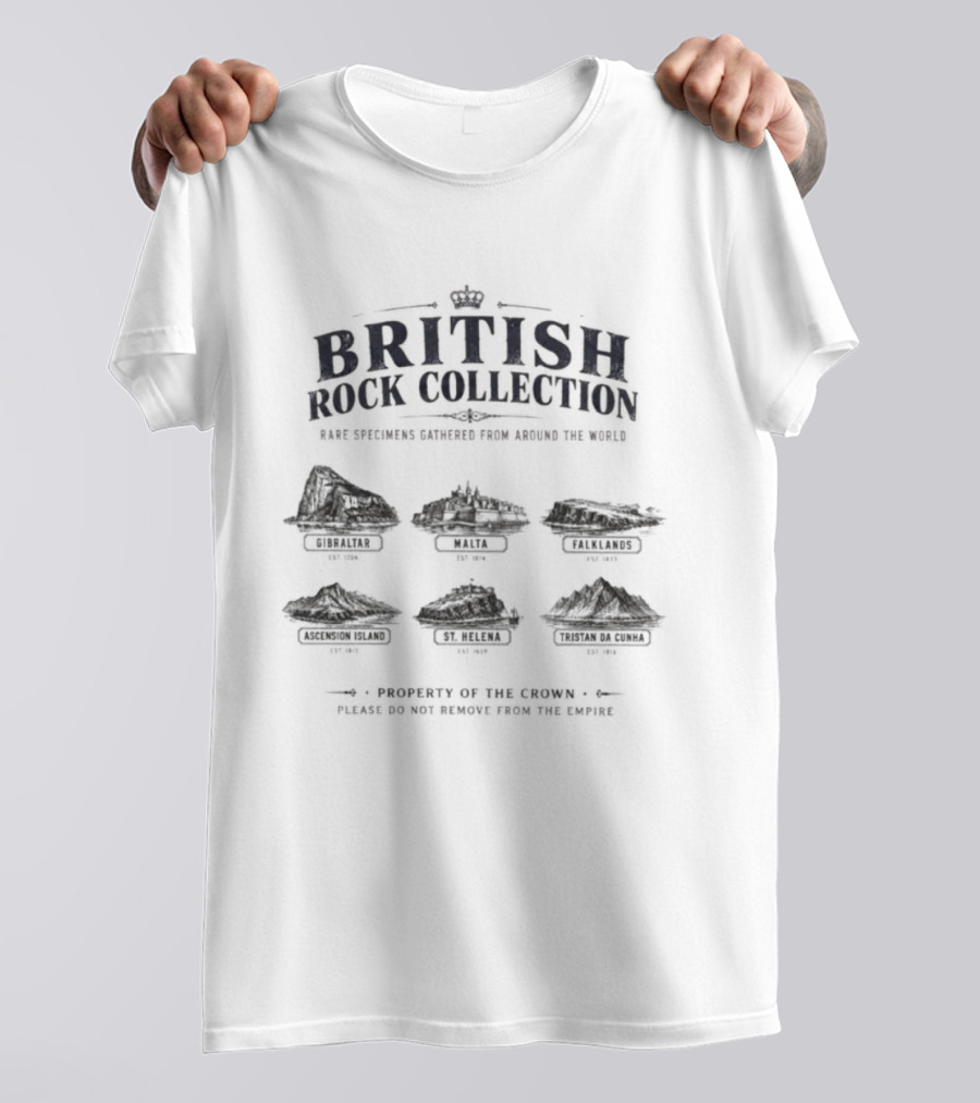 British Rock Collection Rare Specimens Gathered Exhibit Stonehenge, The Beatles, Led Zeppelin, Pink Floyd, Queen, The Rolling Stones T-Shirt