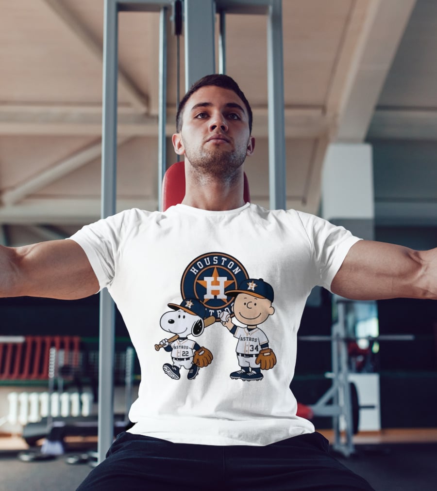 Houston Astros Snoopy Charlie Brown Baseball Player Characters T-Shirt