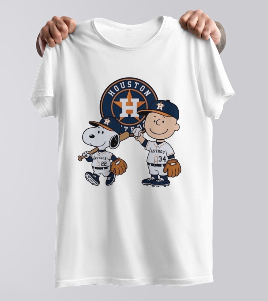 Houston Astros Snoopy Charlie Brown Baseball Player Characters T-Shirt