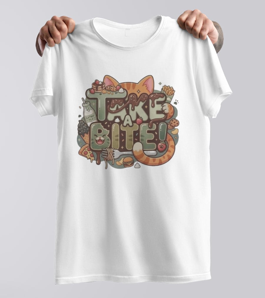 Take A Bite Tabitha's Choice Catnip Tea Pizza Cookies Fries Cat Burger T-Shirt