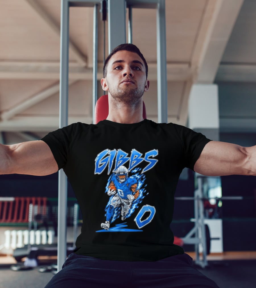 Gibbs No 0 Detroit Lions Football Player Action T-Shirt