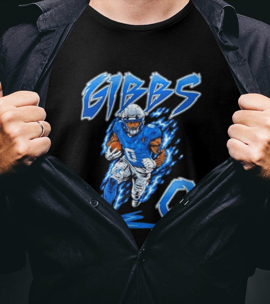 Gibbs No 0 Detroit Lions Football Player Action T-Shirt