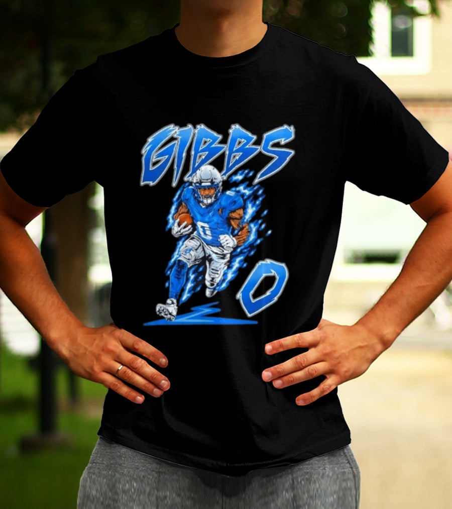 Gibbs No 0 Detroit Lions Football Player Action T-Shirt