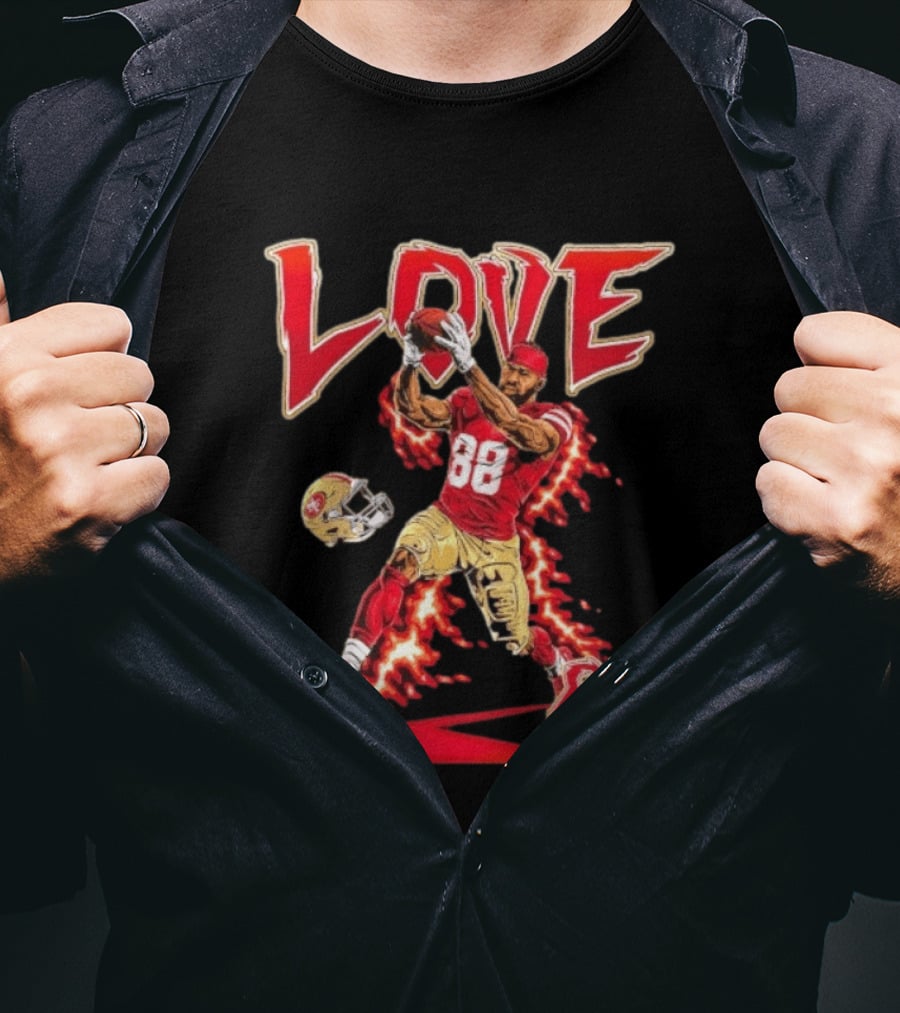 Daejon Love San Francisco 49ers No 88 Football Star Catching Action T-Shirt