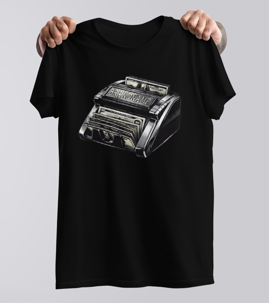 BRANDNAME Money Counter Hundred Dollar Bill Cash Stack Wealth Success T-Shirt