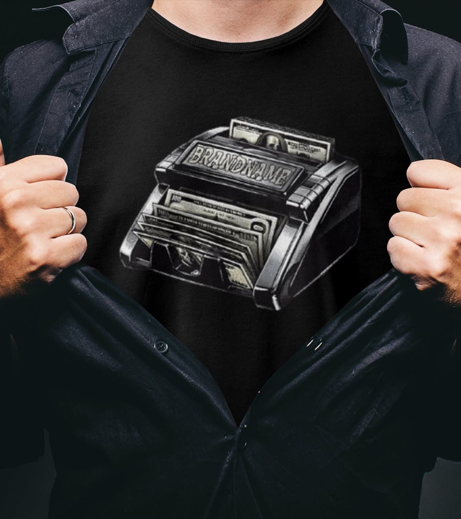 BRANDNAME Money Counter Hundred Dollar Bill Cash Stack Wealth Success T-Shirt