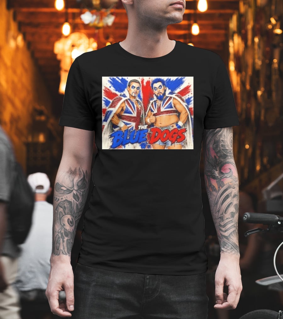 Dynamite Kid The Blue Dogs British Wrestling Union Jack Explosion T-Shirt